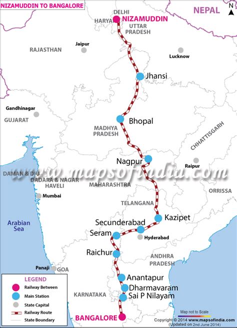 12430 - 22692/Rajdhani Route Map from Nizamuddin to Bengaluru