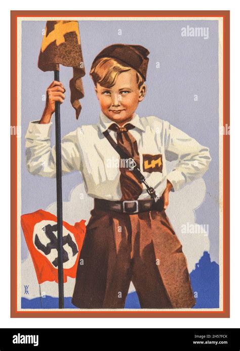 1930s HitlerJugend Hitler Youth European Propaganda Poster featuring a ...