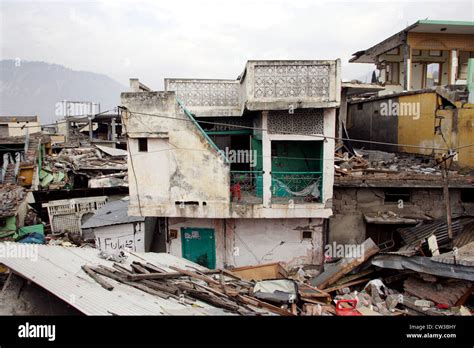 Was destroyed by the earthquake city of Muzaffarabad Stock Photo - Alamy