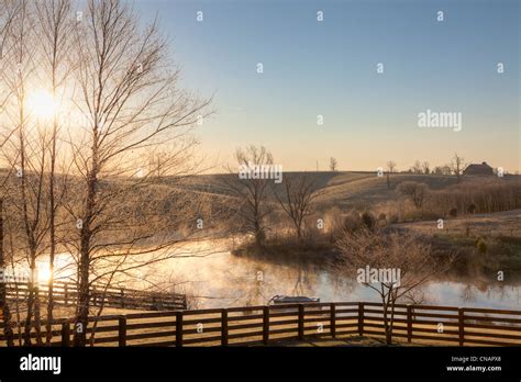 Frosty morning sunrise Stock Photo - Alamy