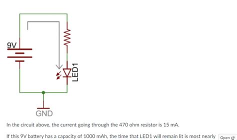 9V LED1 * GND In the circuit above, the current going | Chegg.com