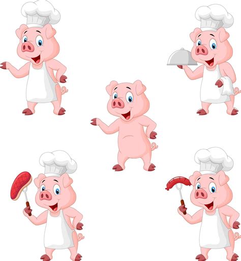 Cartoon pig chef collection set 5162417 Vector Art at Vecteezy