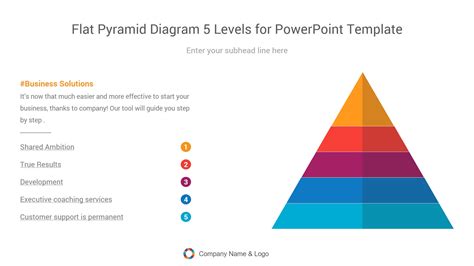 flat pyramid diagram five levels for powerpoint template | CiloArt