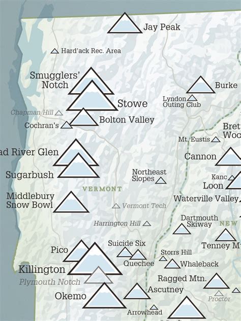 New England Ski Resorts Map 18x24 Poster | Etsy