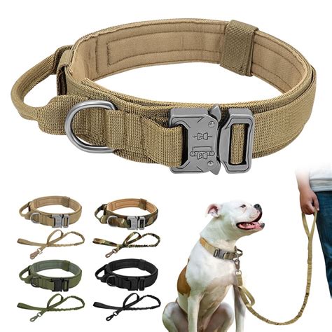 Durable Tactical Dog Collar Adjustable Nylon Military Dog Collar Leash ...