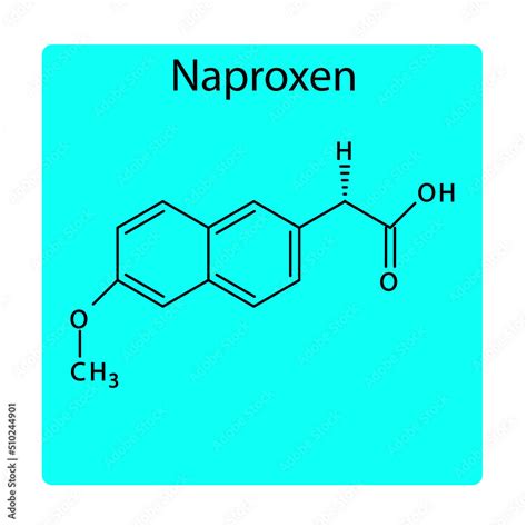 Naproxen molecular structure, flat skeletal chemical formula. NSAID ...