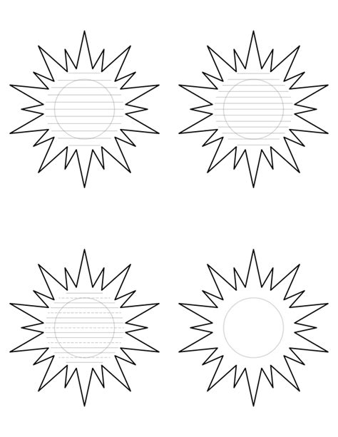 Free Printable Sun-Shaped Writing Templates