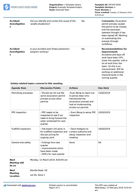 Free Safety Committee Meeting Agenda And Minutes Template Use Safety ...