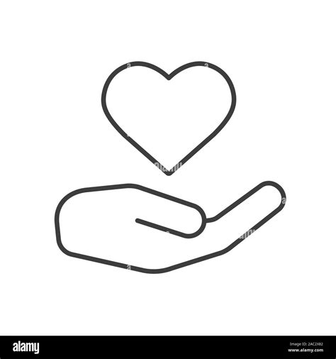 Charity linear icon. Thin line illustration. Heart care. Valentine's ...