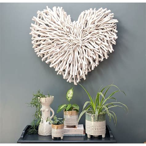 Large White Wooden Twig Heart Wall Decor – heart deco