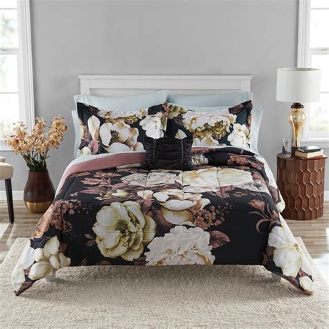 Free 2-day shipping. Buy Mainstays Black Floral Bed in a Bag Coordinated Comforter Bedding Set ...