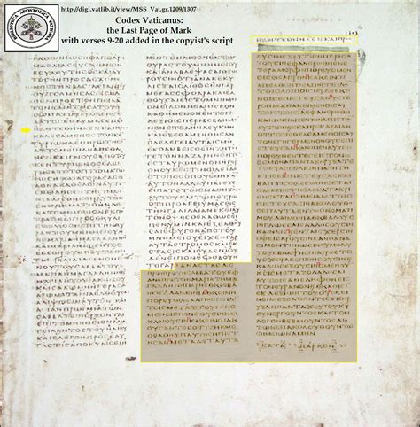 The Text of the Gospels: Codex Vaticanus and the Ending of Mark