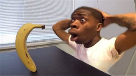 Shocked black guy staring into a banana Blank Template - Imgflip