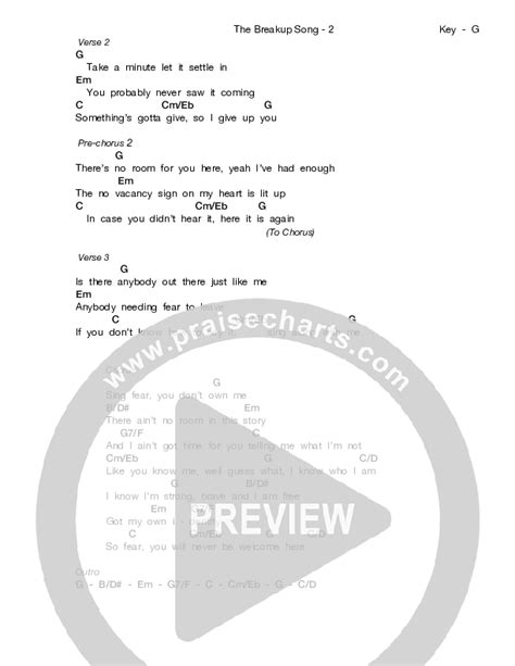 The Breakup Song (Radio) Chords PDF (Francesca Battistelli) - PraiseCharts