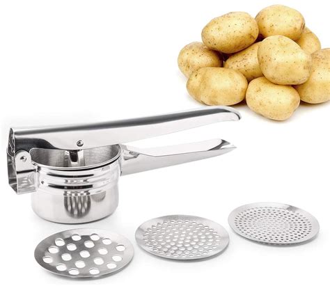 FUKTSYSM Potato Ricer - Stainless Steel Potato Ricer Multifunctional Professional Masher Heavy ...