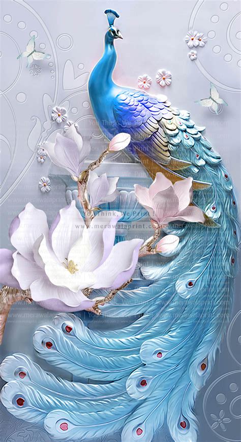 3d mural paint illustration of colored peacock – Merawalaprint - 3D ...