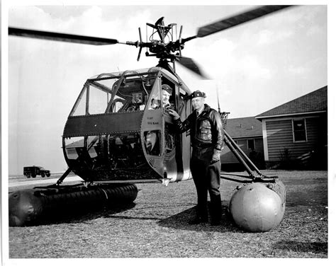 Helicopter pioneer Lt. Commander Frank Erickson USCG with a Sikorsky ...