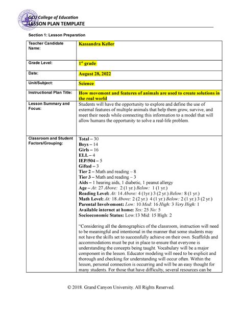 Topic 6 Lesson Plan - LESSON PLAN TEMPLATE Section 1: Lesson Preparation Teacher Candidate Name ...