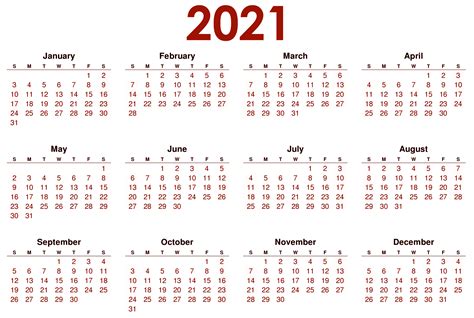 2021 Calendar PNG Transparent Images | PNG All