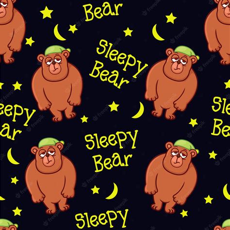 Premium Vector | Sleepy bear pattern background