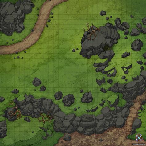 Mountainous Path Battle Map 30x30 : Roll20