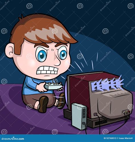 Boy playing video games stock vector. Illustration of video - 52760013