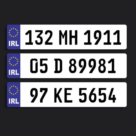 2D White Irish Number Plate - German Font – Stand Out Plates