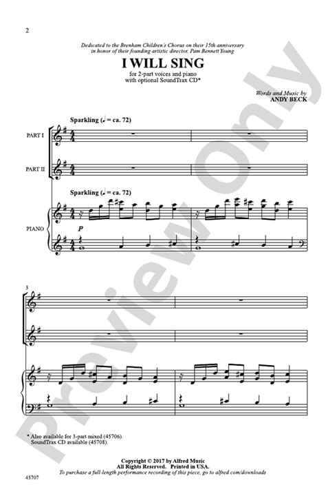 I Will Sing: 2-Part Choral Octavo: Andy Beck - Digital Sheet Music Download