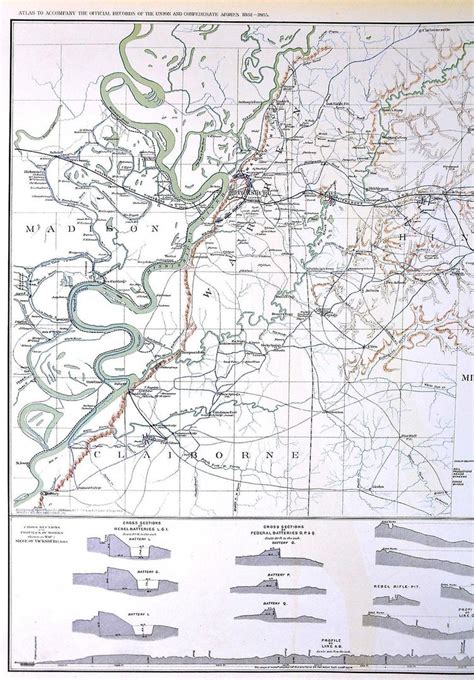 Civil War Map - Siege of Vicksburg - Jackson Milliken's Bend Mississippi River | #1803162581