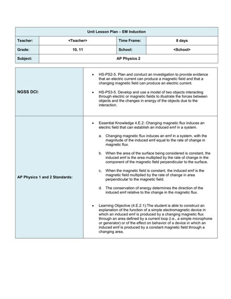 Unit Lesson Plan * Atomic Structure