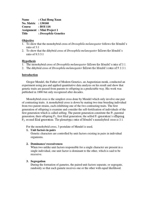 Drosophila Experiment | PDF | Genetics | Biology