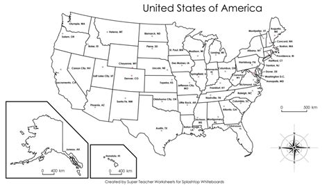 Blank Us Map With State Names Of Capitals Quiz States And New | Blank ...