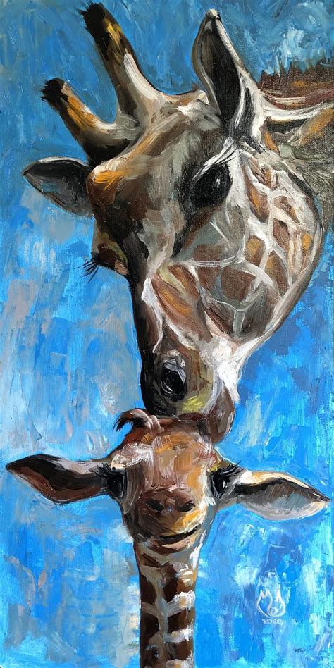 Giraffe Wall Art Mother and Baby Painting Mother and Child Art | Etsy | Giraffe wall art, Mother ...