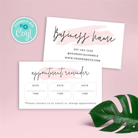 Appointment Reminder Card Watercolor - Fully Editable Template- Corjl