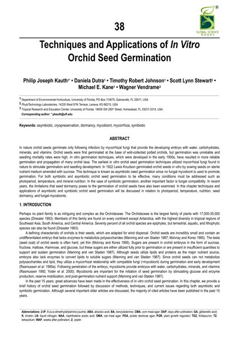 (PDF) Techniques and applications of in vitro orchid seed germination