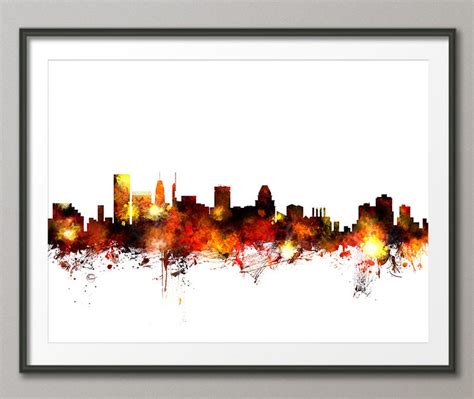 Baltimore Skyline, Baltimore Maryland Cityscape Art Print 1619 - Etsy