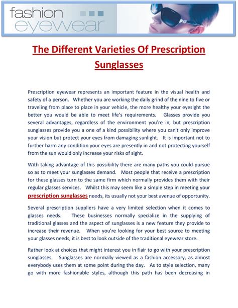 The Different Varieties Of Prescription Sunglasses by Nathan Solan - Issuu