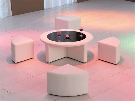 White Leather Round Ottoman With Pull Out Seats | Glass coffee tables living room, Glass top ...