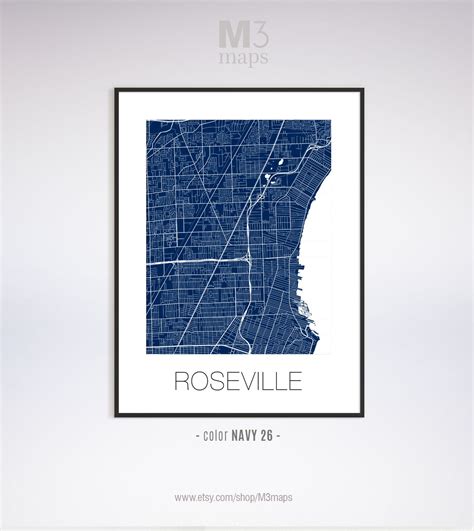 Roseville Michigan Roseville MI Map Roseville Map Roseville | Etsy