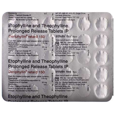 Deriphyllin Ret 150 Tablet - Jeevandip