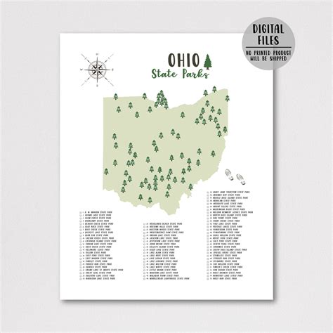 Ohio State Parks Map | Ohio Map Print | Gift For Adventurer – Nomadic Spices