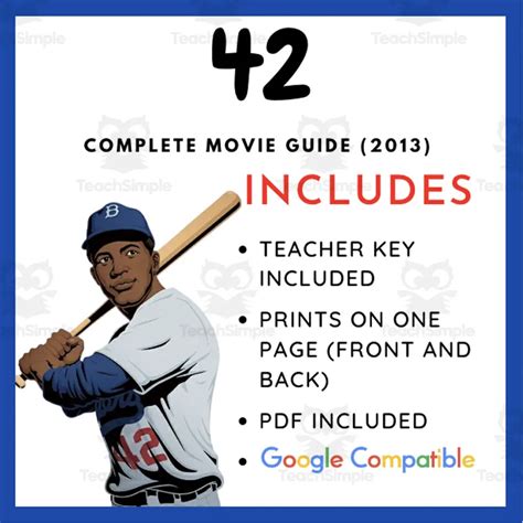 42 - The Jackie Robinson Story (2013): Complete Movie Guide by Teach Simple