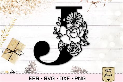 Floral letter J svg, Flower J monogram font initial SVG (549608) | Cut Files | Design Bundles