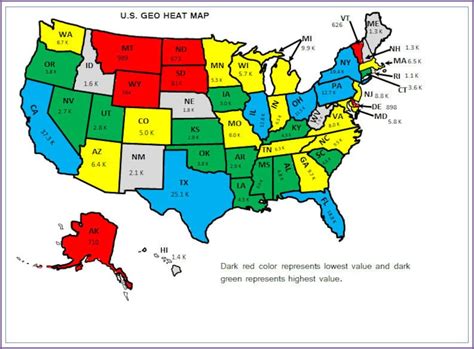 U.S State Heat Map Excel Template - Etsy