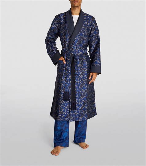 Mens Derek Rose navy Silk Verona Robe | Harrods # {CountryCode}