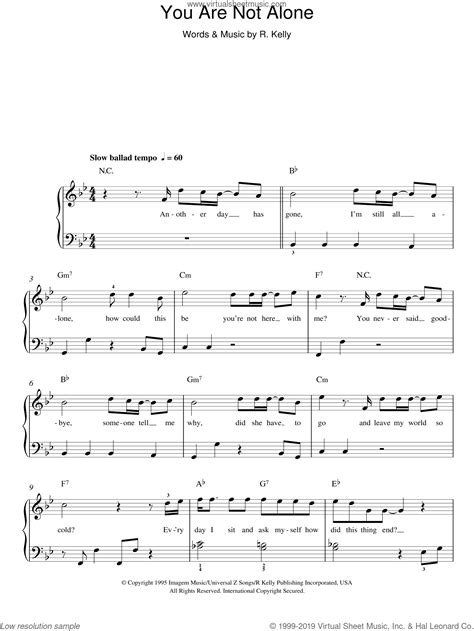 Jackson - You Are Not Alone sheet music for piano solo