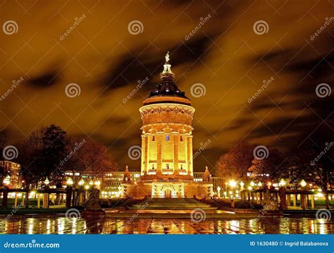 Water tower at night stock photo. Image of centre, darkness - 1630480