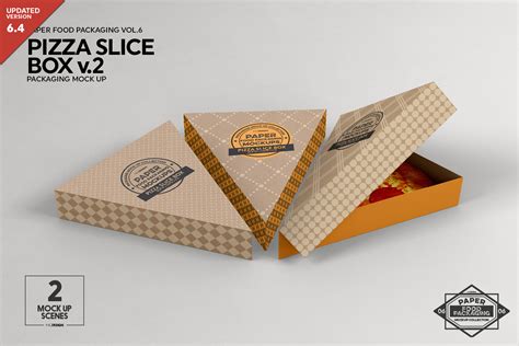 Pizza Slice Box v.2 Packaging Mockup | Creative Branding Mockups ~ Creative Market