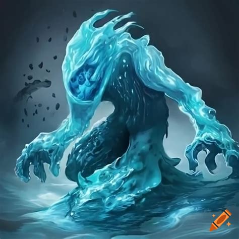 Illustration of a water elemental from dungeons & dragons