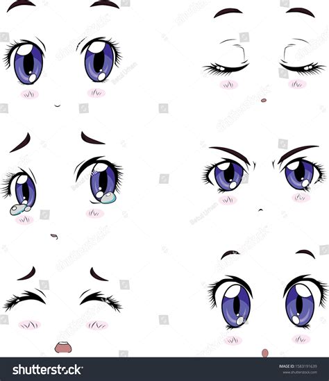 Anime Girl Cartoon Character Eyes: vector de stock (libre de regalías ...